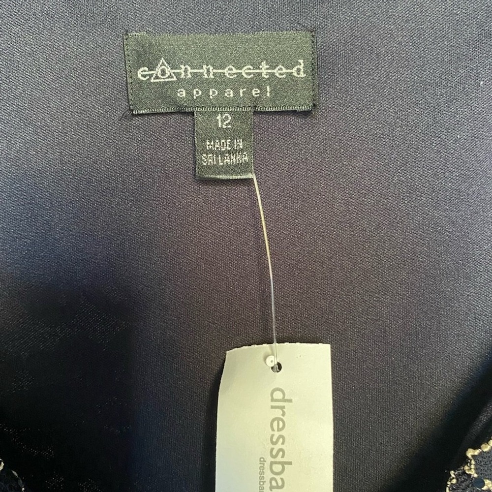 Connected Apparel Navy Dress with Gold Detailing - Picture 4 of 6